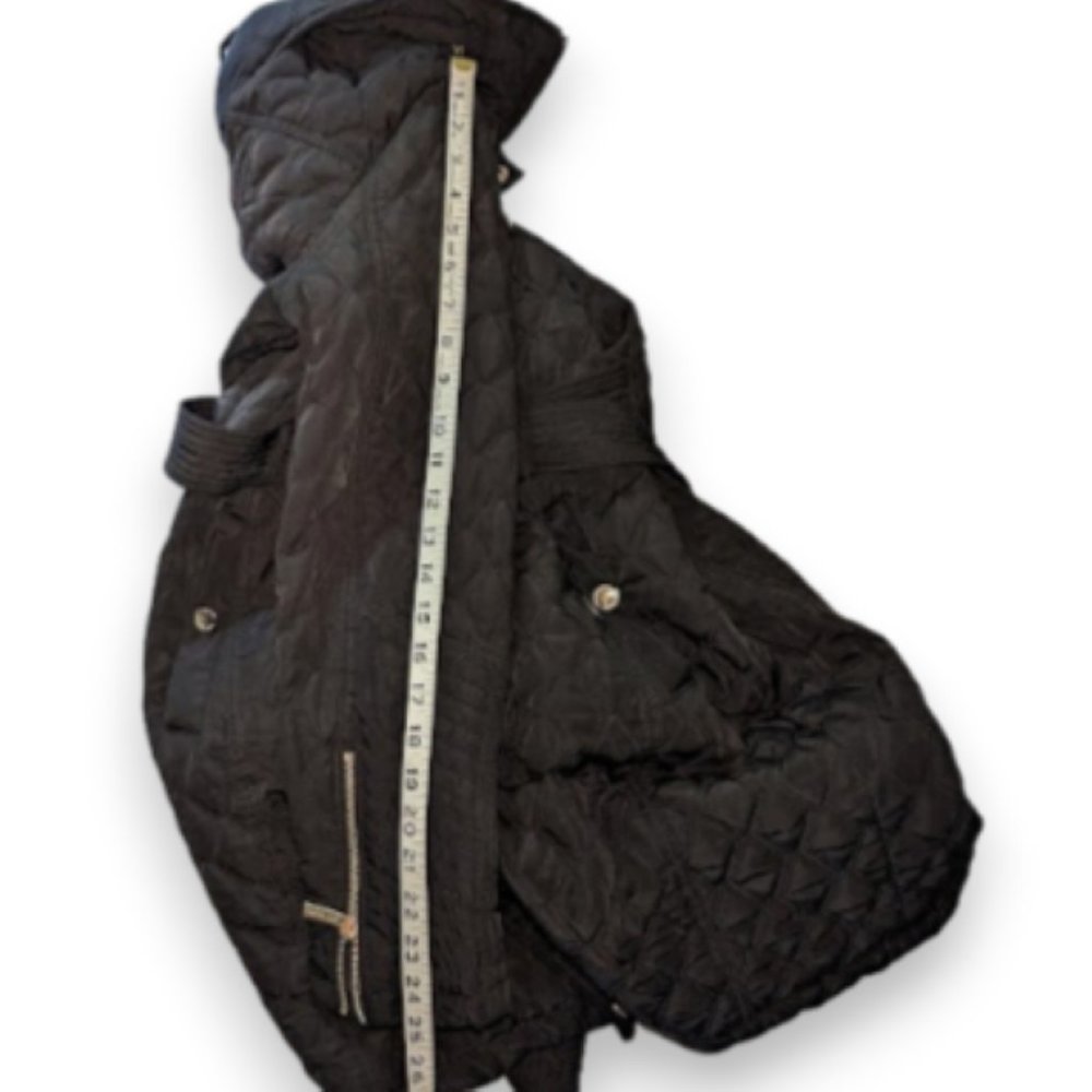 Michael Michael Kors Black Lined Quilted Removable Hooded Belted Coat Women PL - Picture 11 of 12
